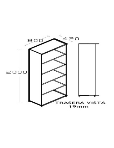 Armario alto 4 baldas 200 x 80 x 42 cm.