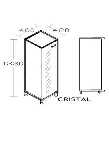 Armario medio work manager puerta cristal 133 x 40 x 42,5 cm.