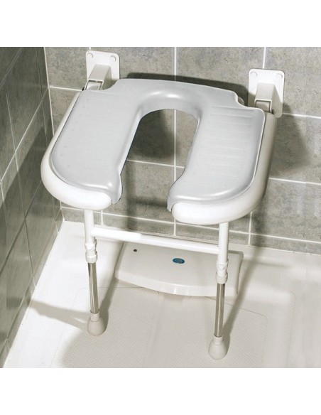 Asiento de ducha abatible forma de 'U' con patas